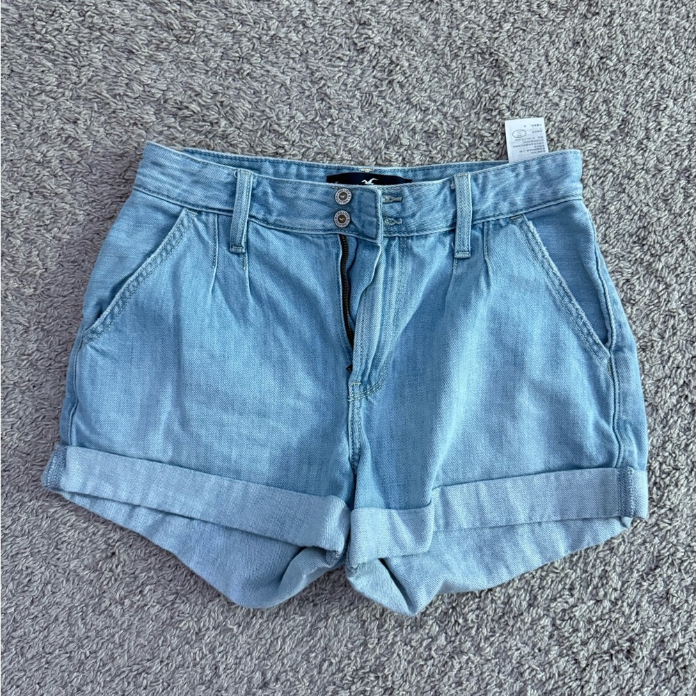 Hollister Blue Jean Shorts with Cuffed Hem